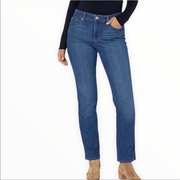 Bandolino Denim - Bandolino Blu Mandie Straight Leg Jeans Blue 6 High Rise Stretch